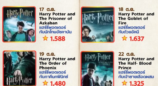 ส่องเรตติ้งแฮร์รี่ พอตเตอร์ทั้ง 8 ตอน ช่องโมโน รับปิดเทอม