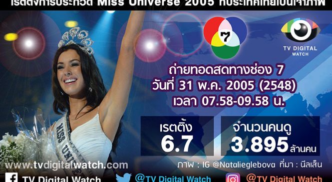 ย้อนรอยเรตติ้งถ่ายทอดสด Miss Universe 2005 ที่ประเทศไทย ก่อนถ่ายทอดสด Miss Universe 2018 17 ธค.นี้