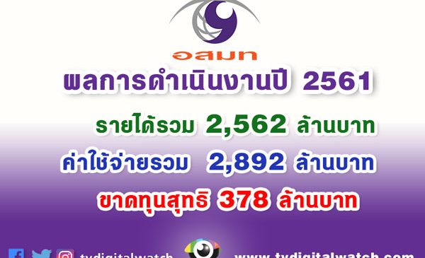 “อสมท” เผยผลประกอบการปี 61 ขาดทุนลดลงกว่า 85%