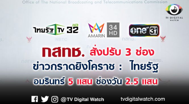กสทช สั่งปรับ3 ช่อง เหตุกราดยิง ไทยรัฐ อมรินทร์ 5แสน ช่องวัน 2.5แสน