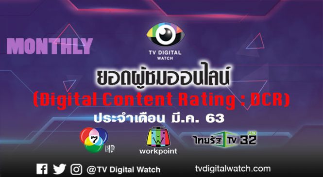ยอดคนดูออนไลน์ ช่อง 7 เวิร์คพอยท์ ไทยรัฐ ประจำเดือนมี.ค.63